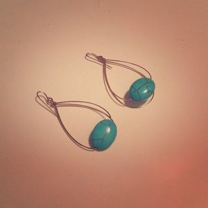 Gold and turquoise drop earrings